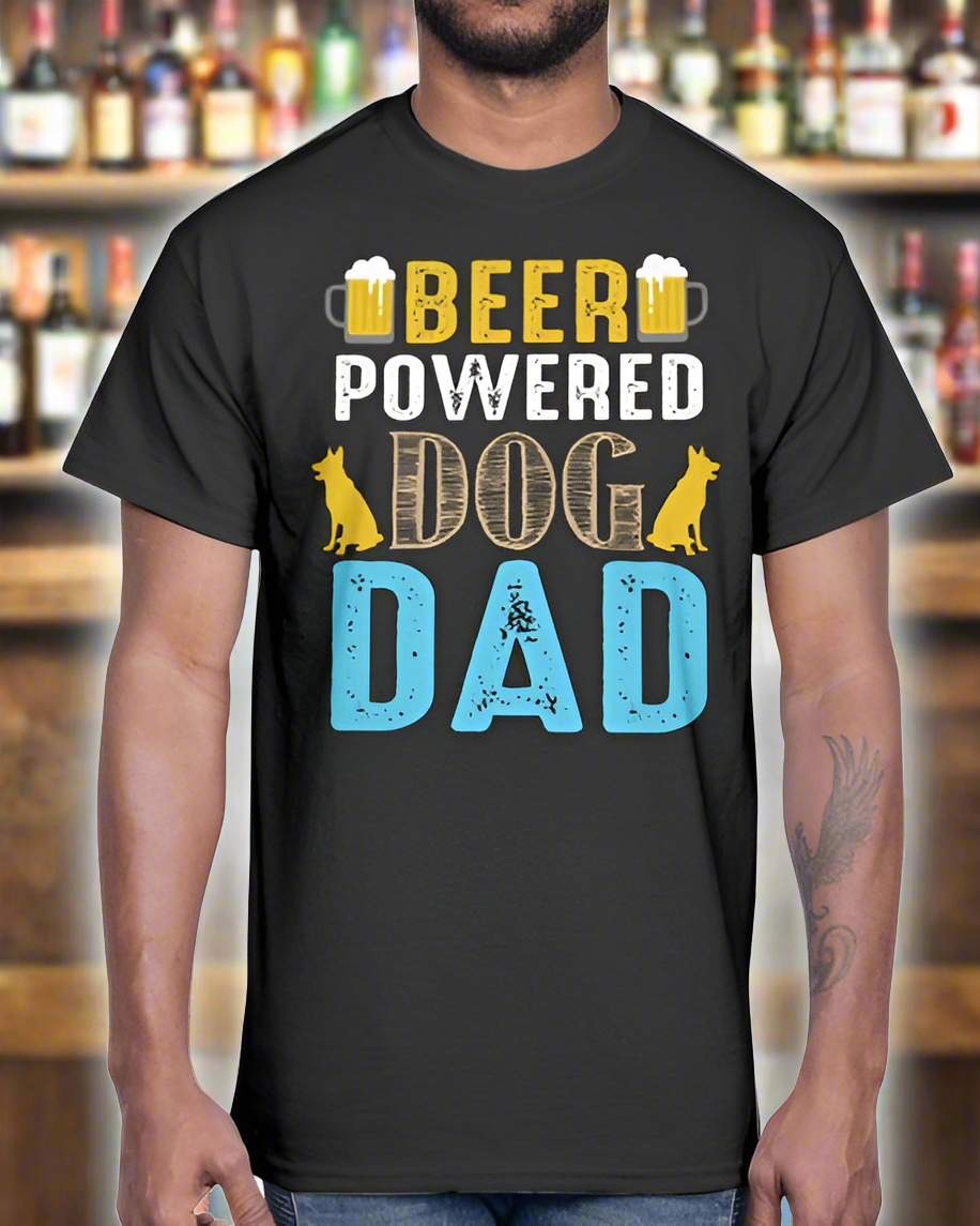 Beer Powered Dog Dad Cotton Tee